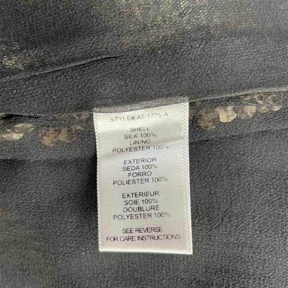 Aryn K. Silk Long Sleeve Sheer Black Blouse with Gold Sequins Size M - Picture 6 of 9